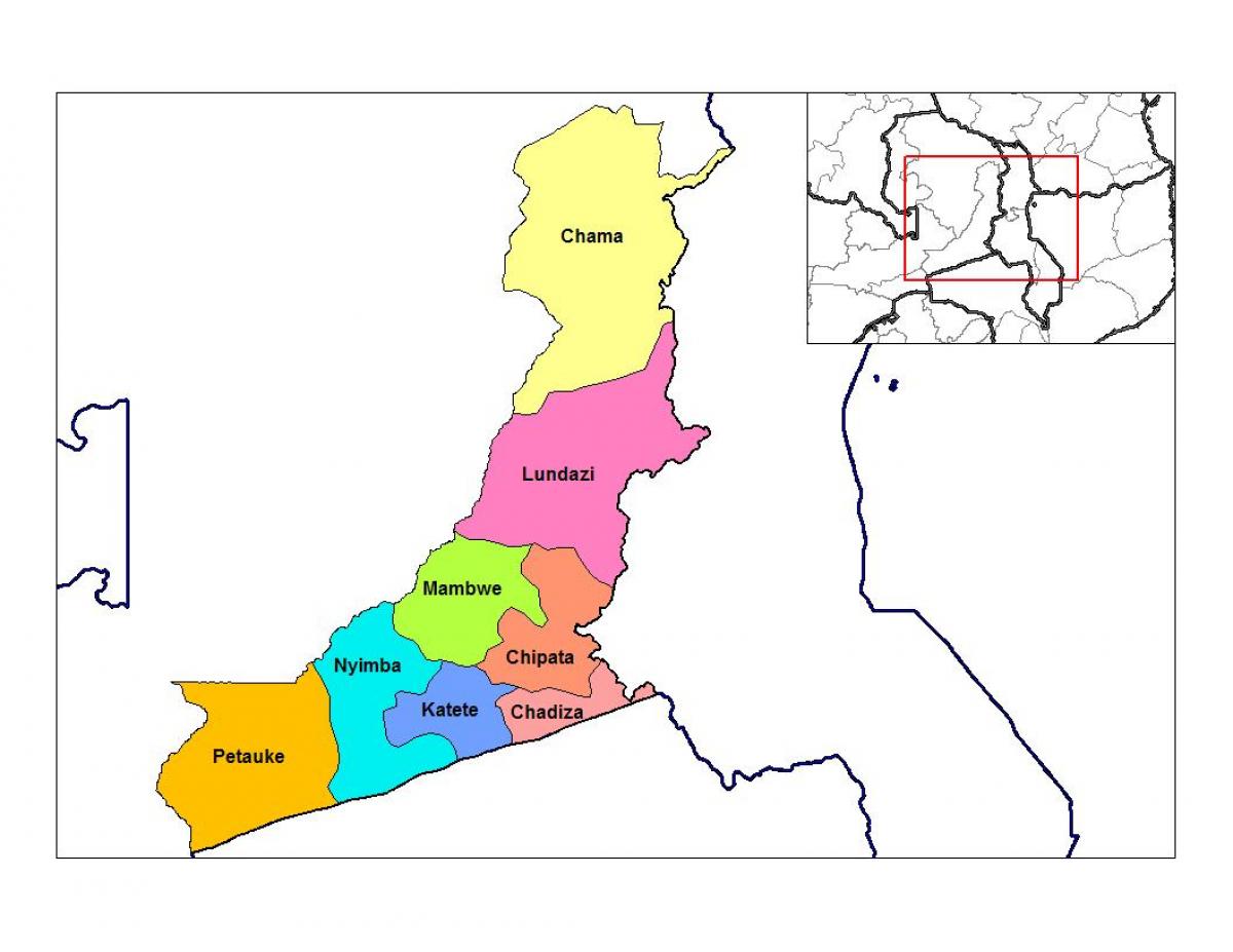kartta itä-provinssissa Sambia