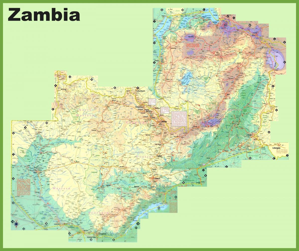 Sambian väestön tiheys kartta