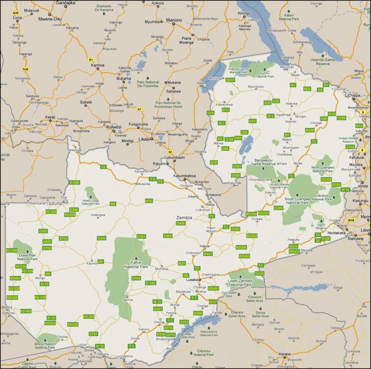 Kartta yksityiskohtaiset Sambia