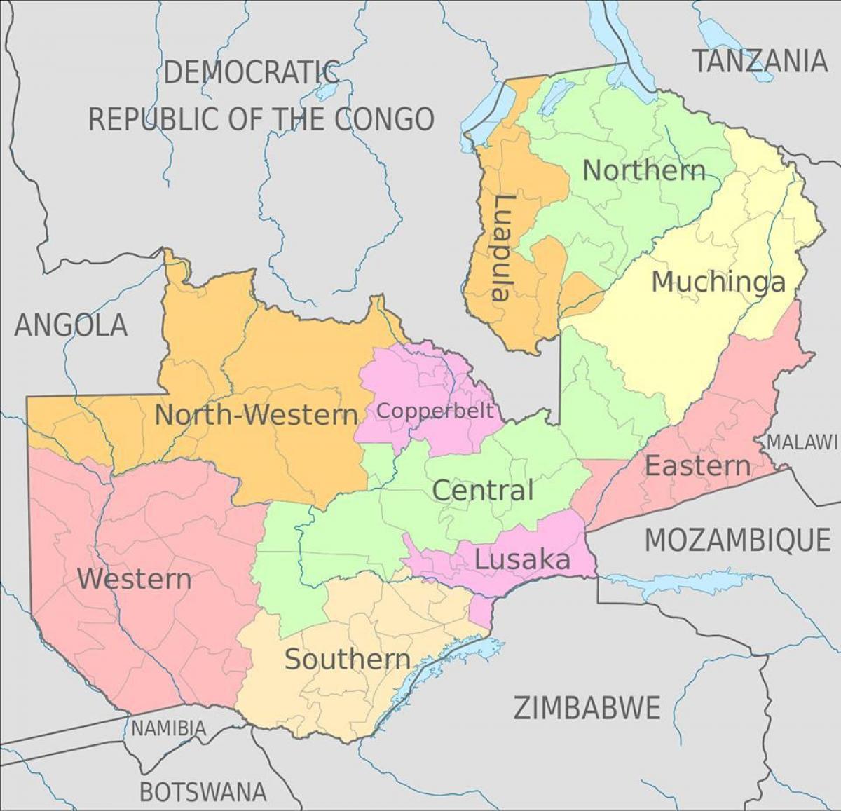 Sambian kartta maakunnissa