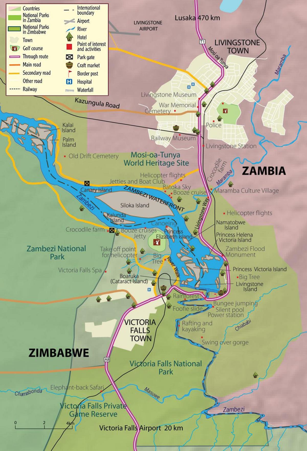 kartta livingstone kaupunki Sambiassa