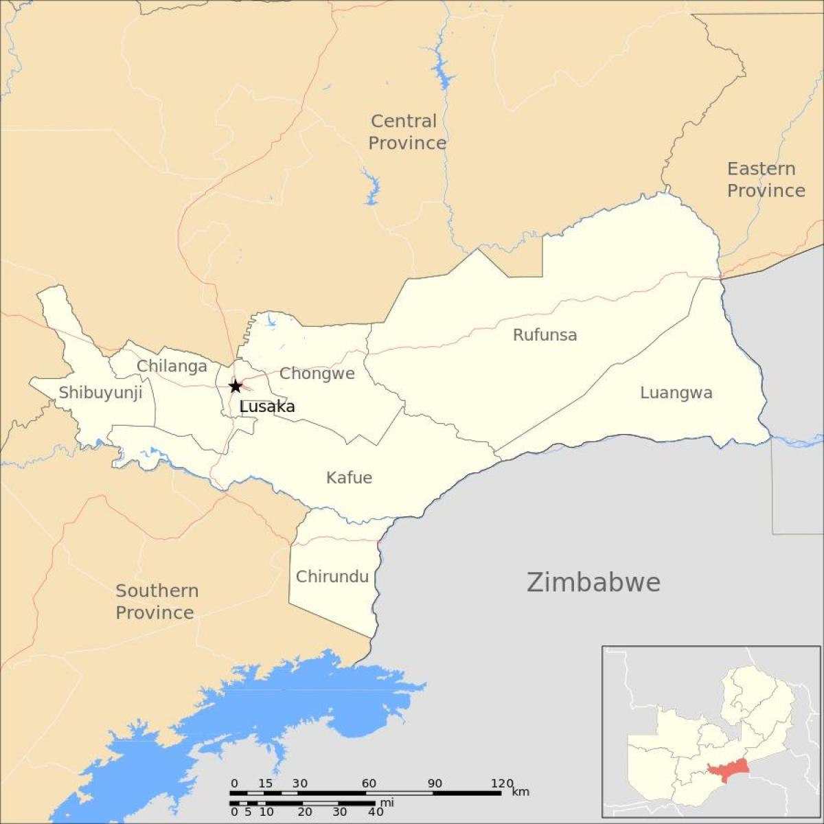 Kartta lusakan Sambia